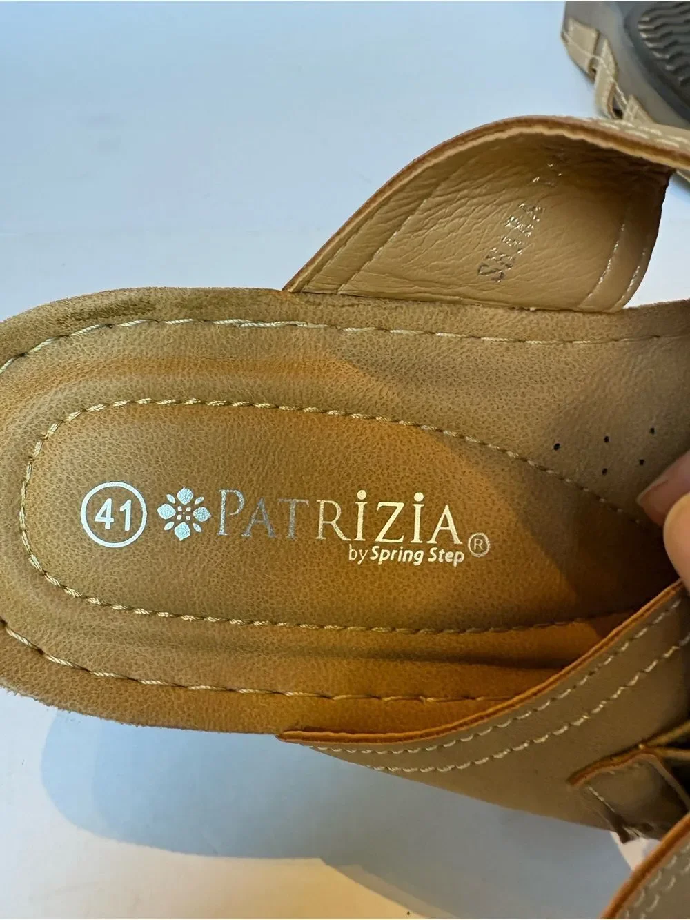 Patrizia Women's Tan Slip-On Buckle Sandals Size 41